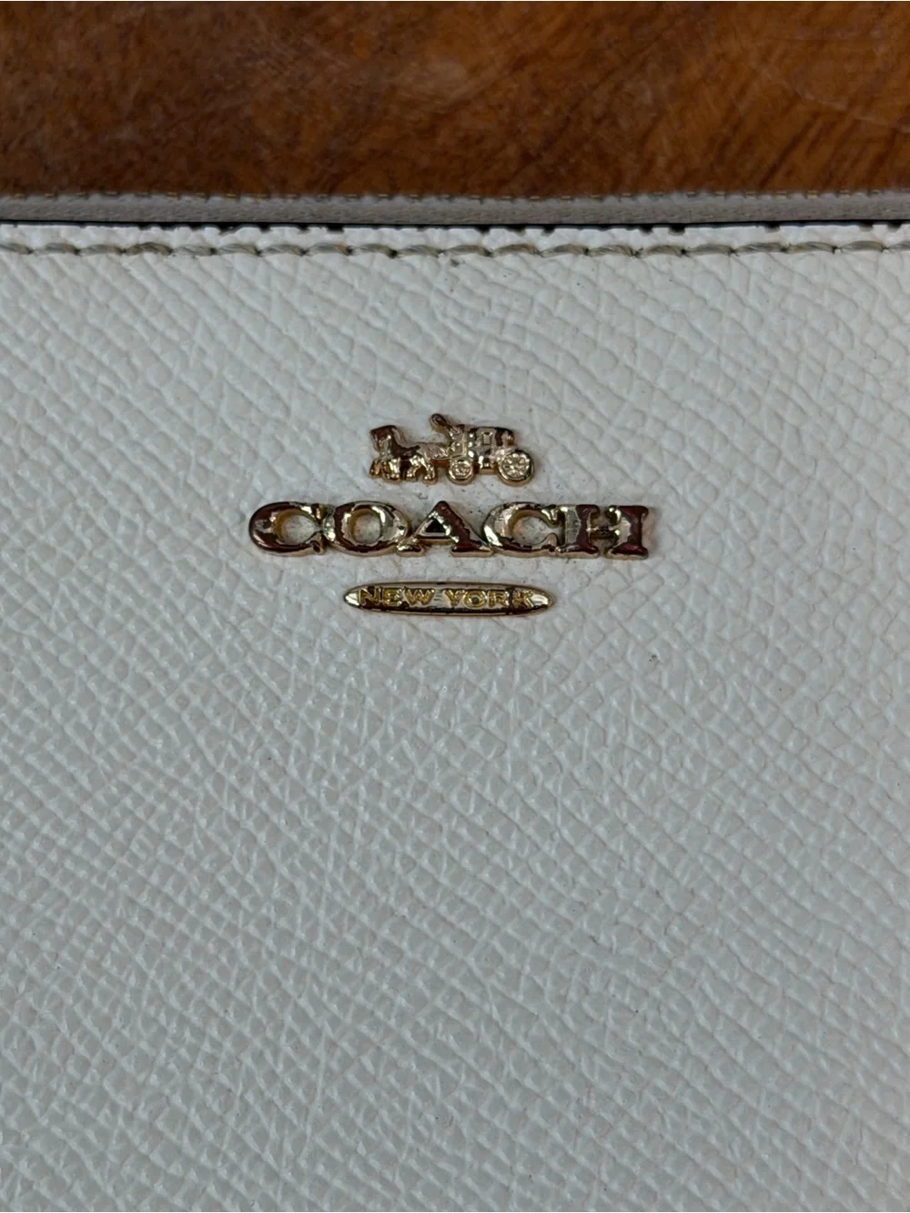 Coach Ivory Leather Zip-Around Wallet